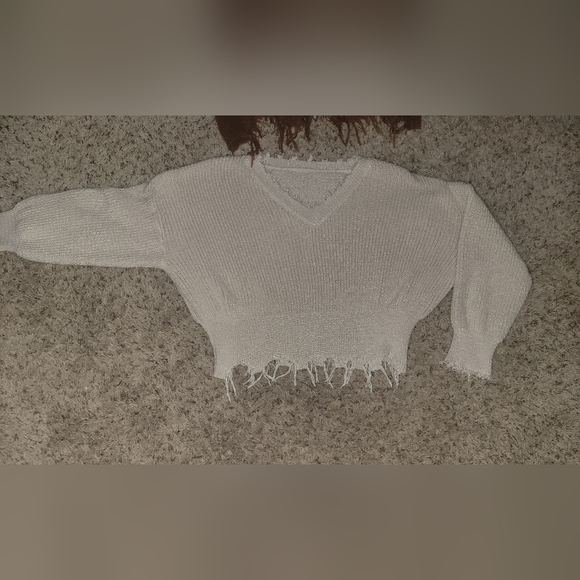 Bundle of 2, NWOT Distressed Cropped Slouchy Sweaters - Picture 2 of 10